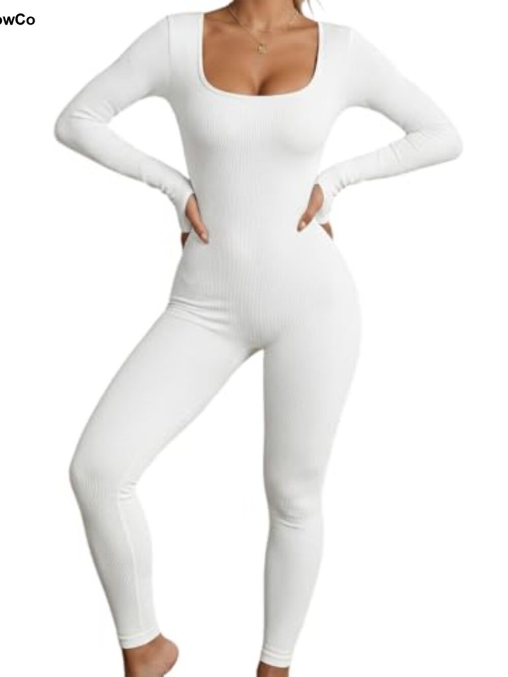 Long Sleeve One Piece Workout Jumpsuit Seamless Ribbed Active Romper